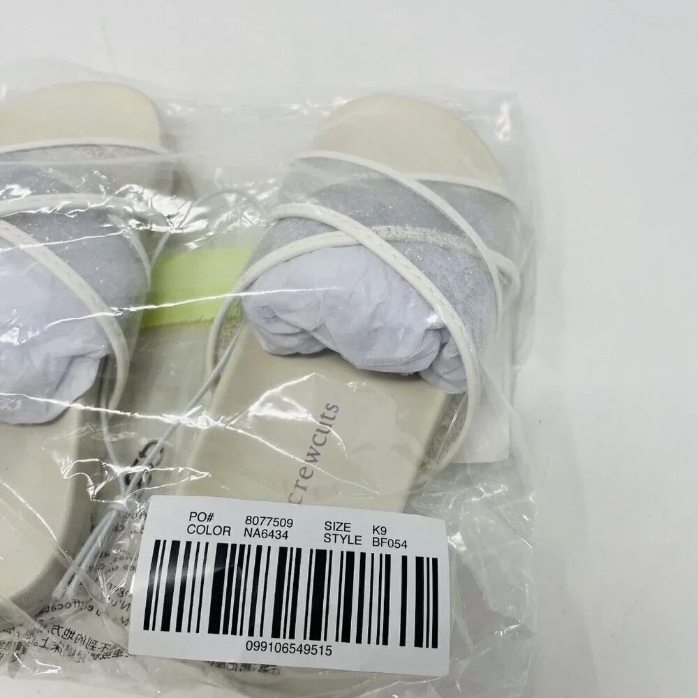 J Crew Crewcuts Little Girl K9 Slip On Pool Glitter‎ Jelly Sandals White $45 206